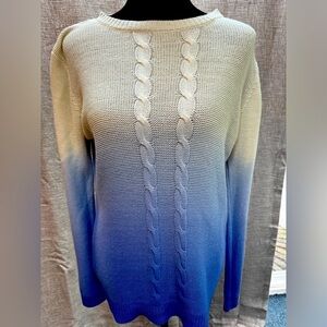 Rebellious One Blue Ombré cable knit Large Sweater